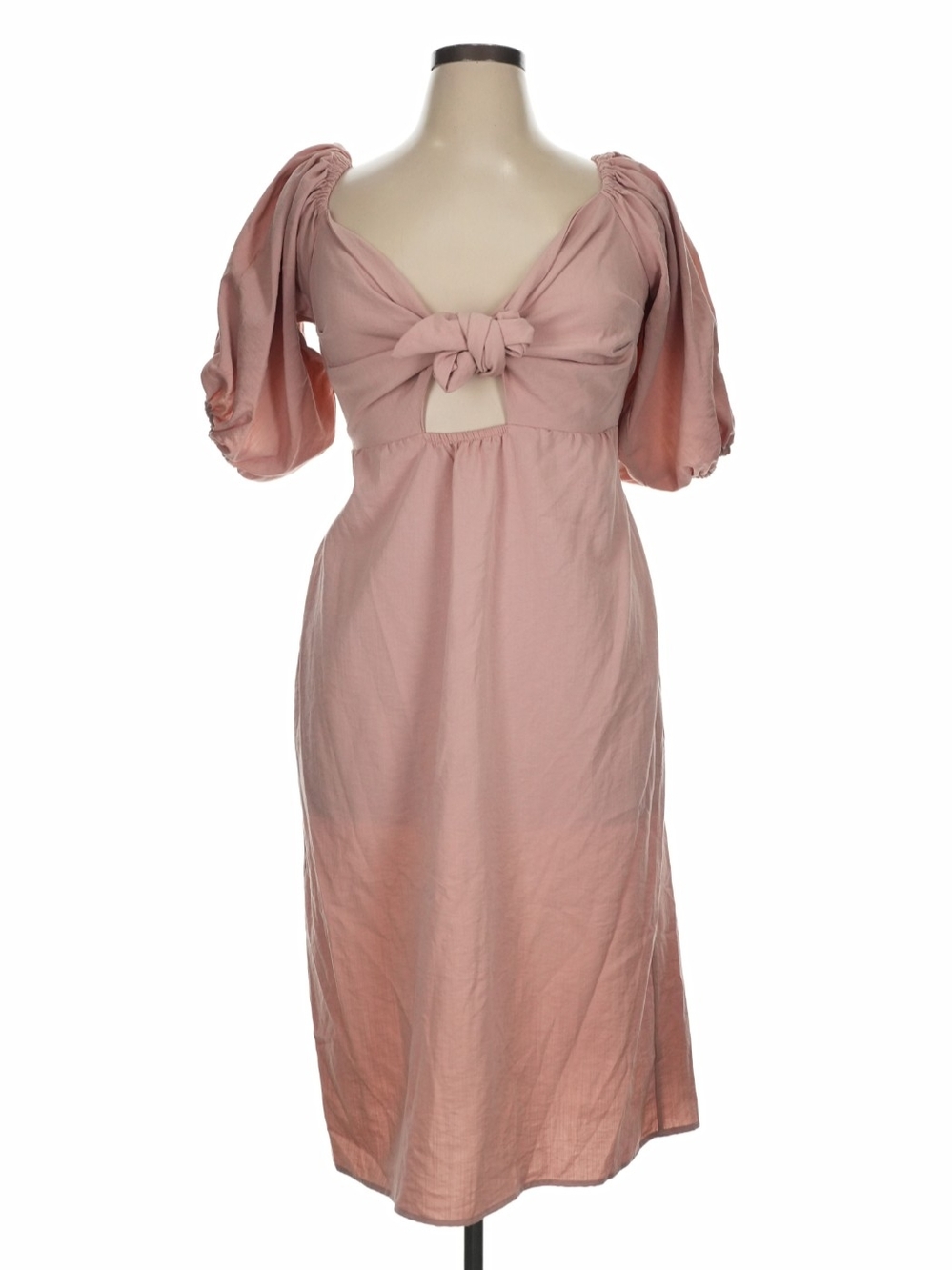 Eloquii Dusty Rose Tie-Front Midi Dress Plus Size 16